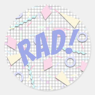80s Themed 'Rad' Slogan Sticker