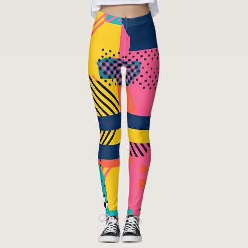 80s Trend Colorful  Leggings