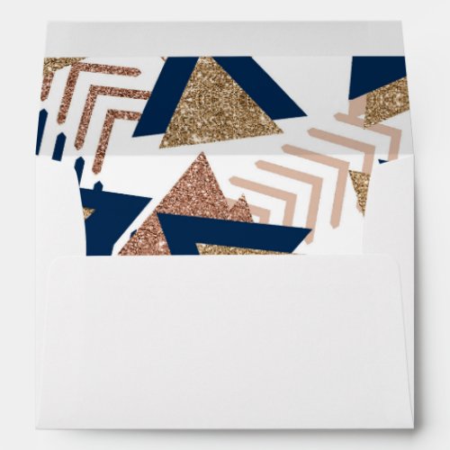 80s Trendy Abstract  Navy and Rose Gold Address Envelope