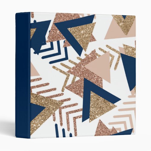 80s Trendy Abstract  Navy and Rose Gold Album 3 Ring Binder