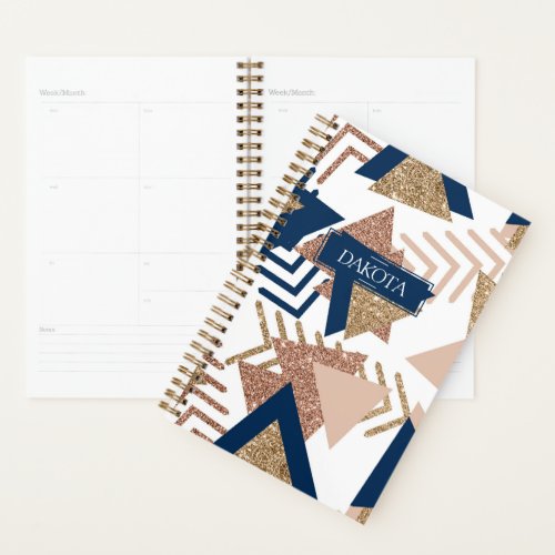 80s Trendy Abstract  Navy and Rose Gold Custom Planner
