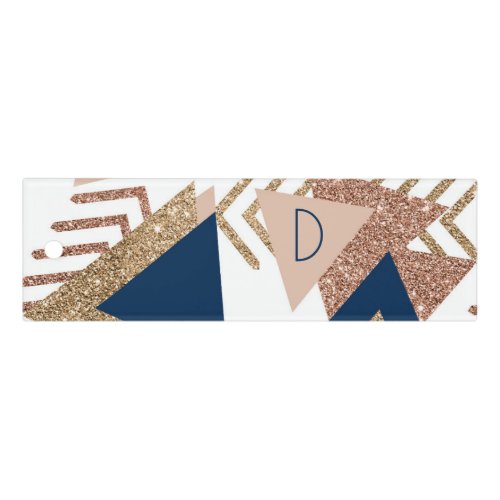 80s Trendy Abstract  Navy and Rose Gold Monogram Ruler