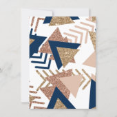80s Trendy Abstract | Navy and Rose Gold Oh Baby Invitation (Back)