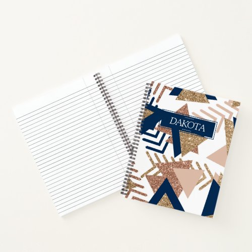 80s Trendy Abstract  Navy and Rose Gold Pattern Notebook