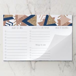 80s Trendy Abstract   Navy and Rose Gold Pattern Paper Pad
