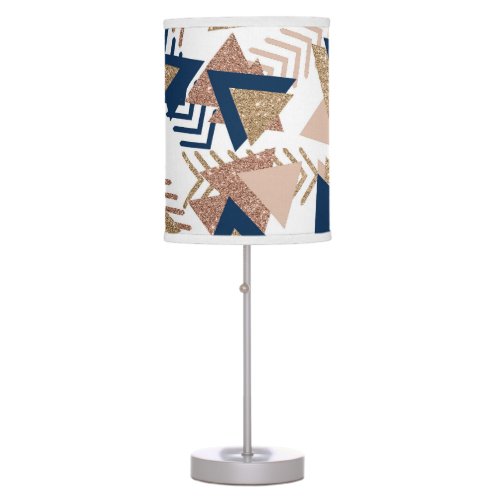 80s Trendy Abstract  Navy and Rose Gold Pattern Table Lamp