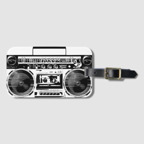 80s URBAN BLACK AND WHITE BOOMBOX Luggage Tag
