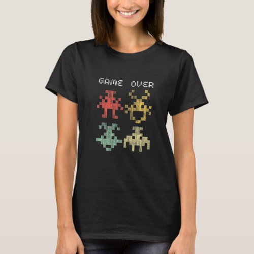 80s Video Game Vintage Retro Arcade Game Over T_Shirt