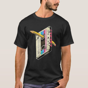 80s Vintage Cassette Tape Pencil Rewind Throwback  T-Shirt