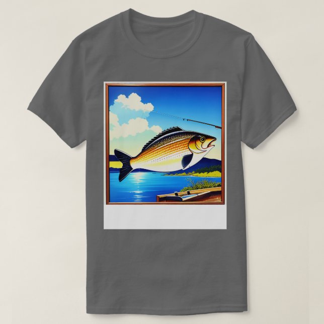 80s Vintage Fishing Poster T-Shirt (Design Front)