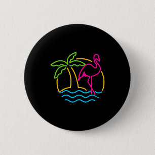 80s Vintage Miami Retro Neon Nk Flamingo  Button