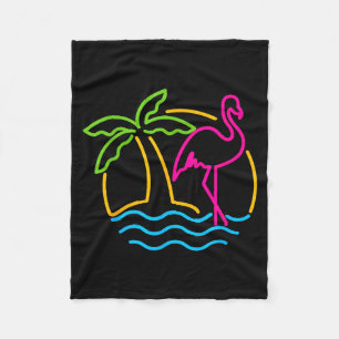 80s Vintage Miami Retro Neon Nk Flamingo Fleece Blanket