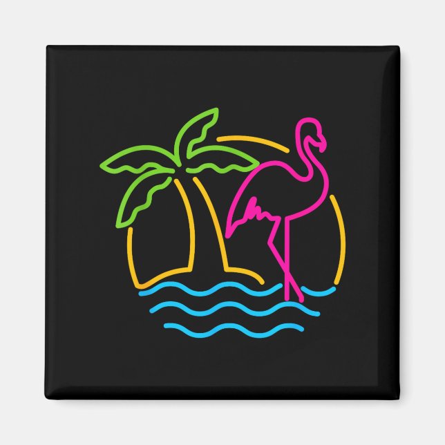 80s Vintage Miami Retro Neon Nk Flamingo  Magnet (Front)