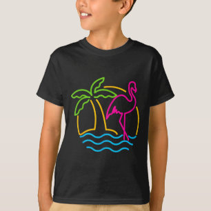 80s Vintage Miami Retro Neon Nk Flamingo T-Shirt