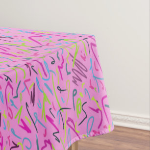 80s Vintage Print in Pink  Tablecloth