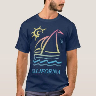 80s Vintage Style California Aesthetic Sailboat Fa T-Shirt