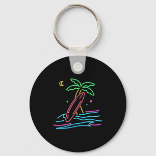 80s vintage surf retro style miami surfer beach keychain