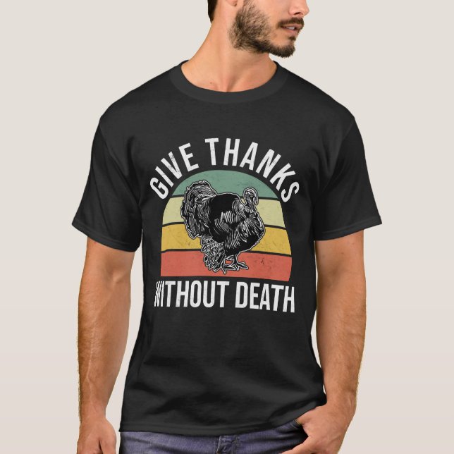 80s Vintage Vegan Thanksgiving Turkey Animal Right T-Shirt (Front)