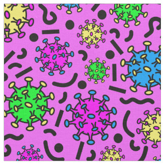 80s viruses on pink fabric