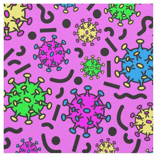 80s viruses on pink fabric