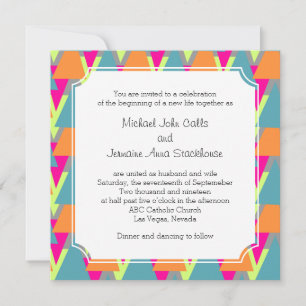 80's Wedding Theme Style Geometric Pattern Invitation