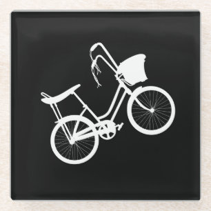 80's Wheelie (White) Glass Coaster