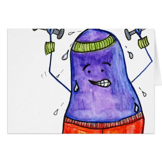 80'S Workout Eggplant Blank Cards (Front Horizontal)