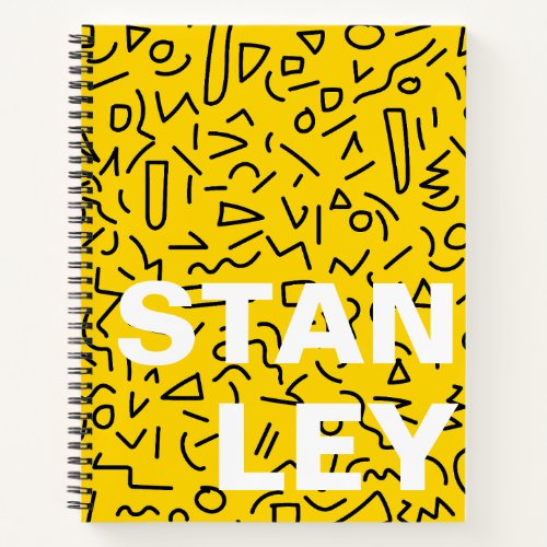 80s Yellow and Black Shape and squiggle  Notebook