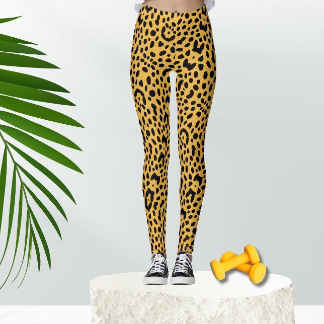 80's Yellow Safari leopard Print Leggings (Creator Uploaded)