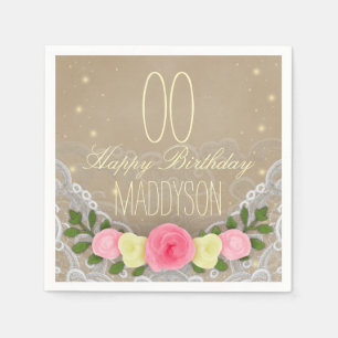 80th 85th 90th 91st 92nd 97th 98th 99th Birthday Napkins