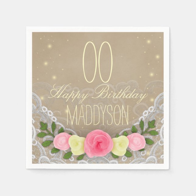 80th 85th 90th 91st 92nd 97th 98th 99th Birthday Napkins (Front)