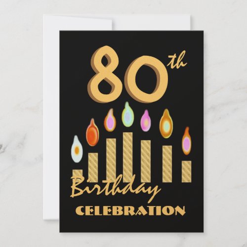 80th _ 89th Birthday Party Gold Candles Template
