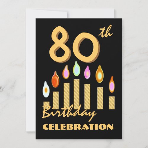 80th _ 89th Birthday Party Invitation Gold Candles