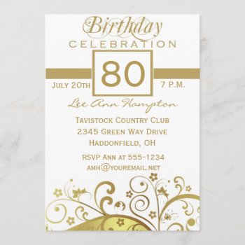 80th - 89th Birthday Party Invitations by NightSweatsDiva at Zazzle