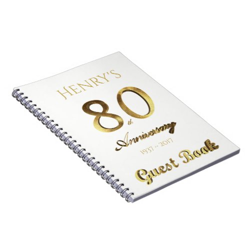 80th Anniversary 80 Years Party Guest Book Gold