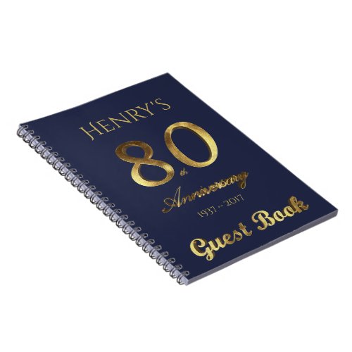 80th Anniversary 80 Years Party Guest Book Gold