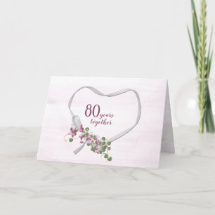 80th Anniversary Ribbon Heart Card