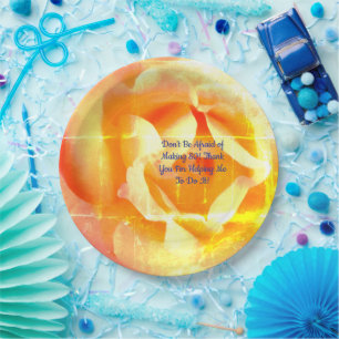 80th anniversary rose photo text party paper plates