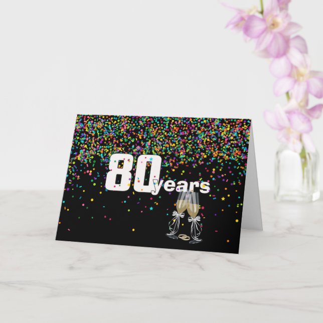 80th anniversary toast in confetti card (Orchid)