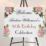 80th Any Year Birthday Painted Floral Welcome Sign<br><div class="desc">This lovely watercolor floral 80th (or Any Year) Birthday Painted Watercolor Floral Welcome poster is a special design choice to set the tone for your birthday celebration. For any design question or additional customization and / or matching items, just send a message or an email to charmdesignstudio@rcn.com and we'll be...</div>