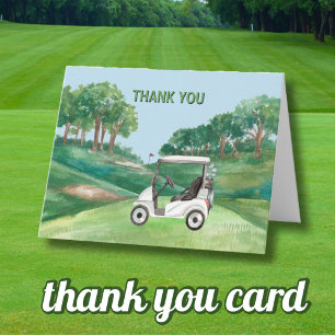 80TH (ANY YEAR) BIRTHDAY PARTY GOLF COURSE LETTERPRESS THANK YOU CARD
