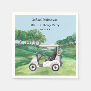 80TH (ANY YEAR) BIRTHDAY PARTY GOLF COURSE NAPKINS