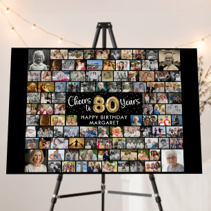 80th Birthday 100 Photos Black Gold Cheers To Year Foam Board