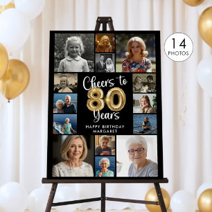 80th Birthday 14 Photo Collage Cheers to 80 Years Foam Board