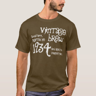 80th Birthday 1934 or Any Year Vintage Brown White T-Shirt