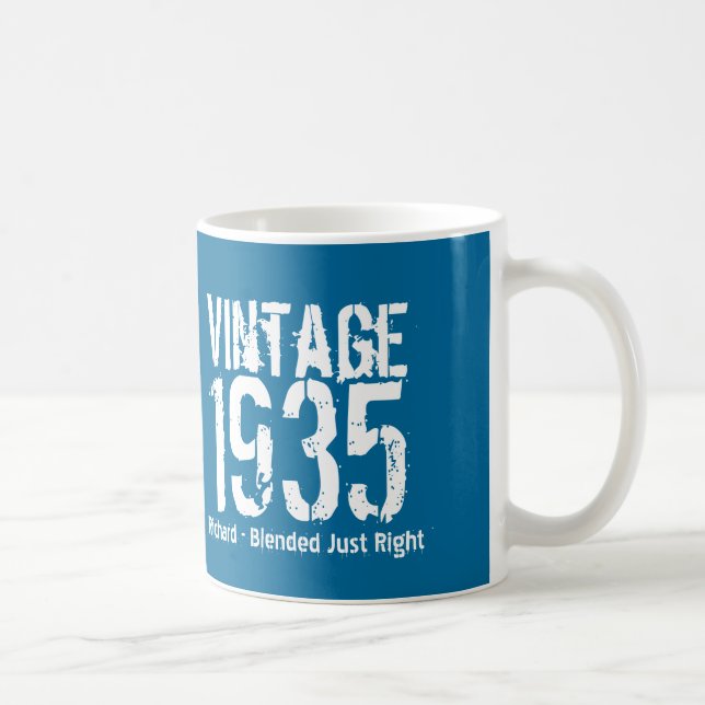 80th Birthday 1935 or ANY YEAR Blue White M35A Coffee Mug (Right)
