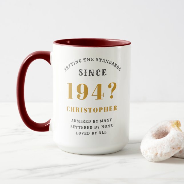 80th Birthday 1940's Best Dad Template Name Year Mug (With Donut)