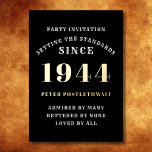 80th Birthday 1944 Black Gold Personalized For Him Foil Invitation<br><div class="desc">Elegant Black and Gold Foil 80th Birthday Invitation - Create Your Own Personalized Design. Setting the stage for a remarkable celebration starts with the perfect invitation. Our elegant black and gold 80th birthday invitation is the perfect choice for this milestone event. Bathed in black for a touch of sophistication and...</div>