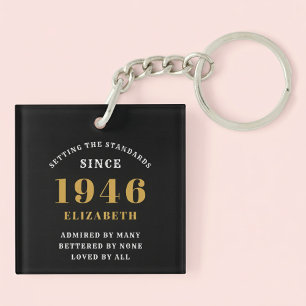80th Birthday 1946 Black Gold For Her Personalized Keychain