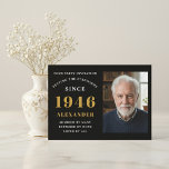 80th Birthday 1946 Black Gold Personalized Photo Invitation<br><div class="desc">For those celebrating their 80th birthday we have the ideal birthday party invitation with a unique custom design. The black background with a white and gold elegant typography design is simple and yet sophisticated. Easily customize the text of this birthday invite and add your favorite photo using the template provided....</div>